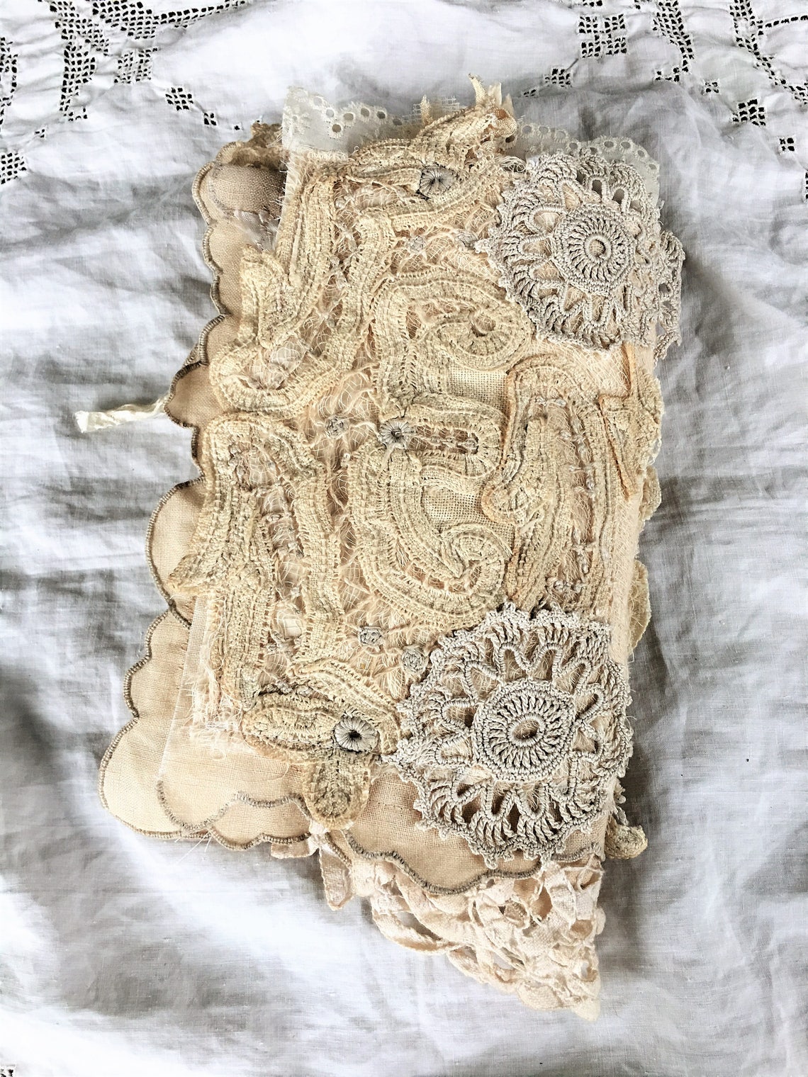 RESERVED Vintage Linen and Lace Journal Etsy