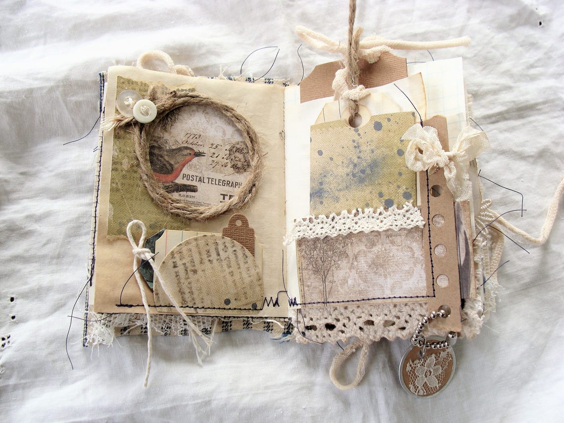 Fabric Lace Mini Journal Fabric Junk Journal Smash Book Etsy