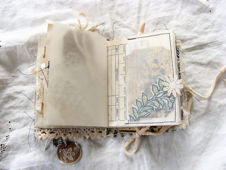 Fabric Lace Mini Journal Fabric Junk Journal Smash Book Etsy