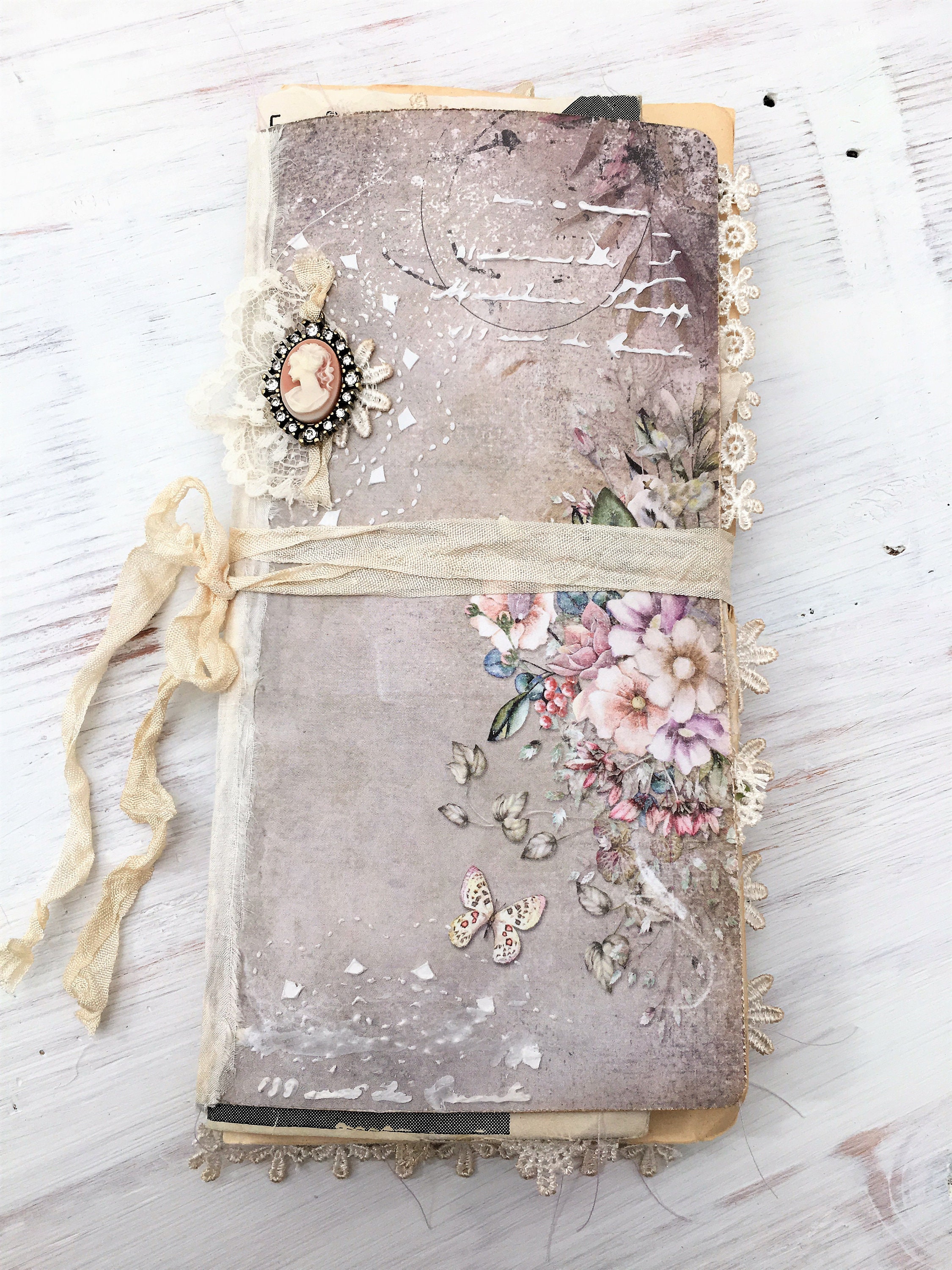 Tattered Garden Travelers Notebook Romantic Vintage Junk | Etsy