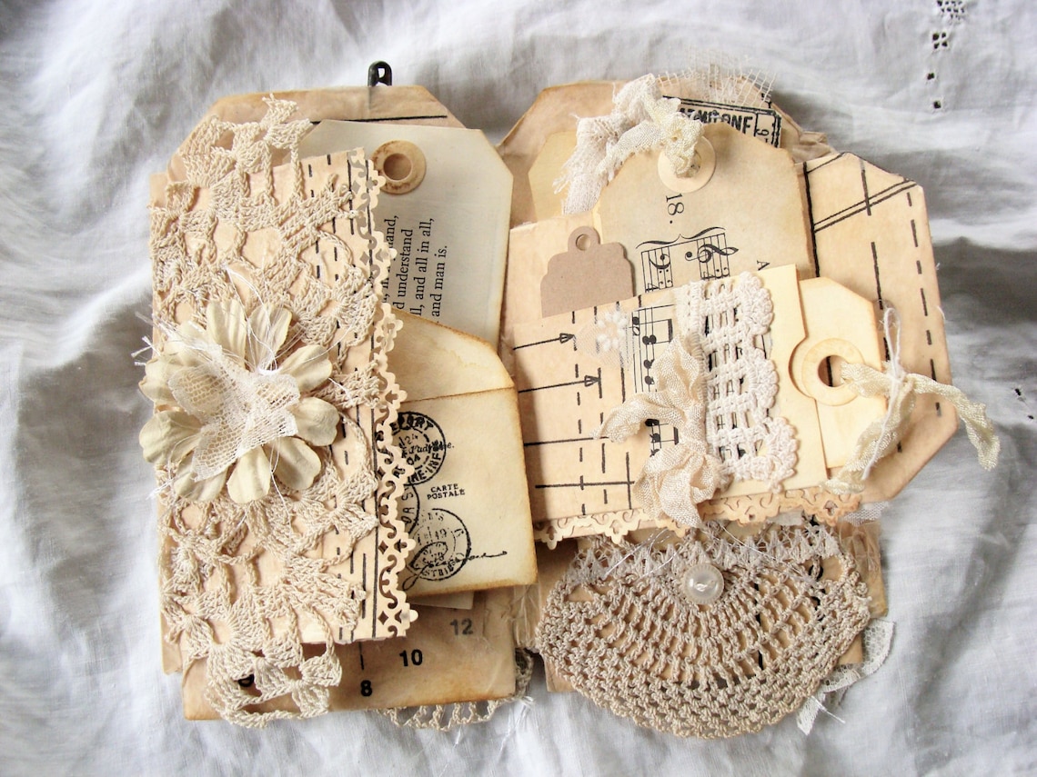 Vintage Mini Album Shabby Junk Journal Mixed Media Book Etsy