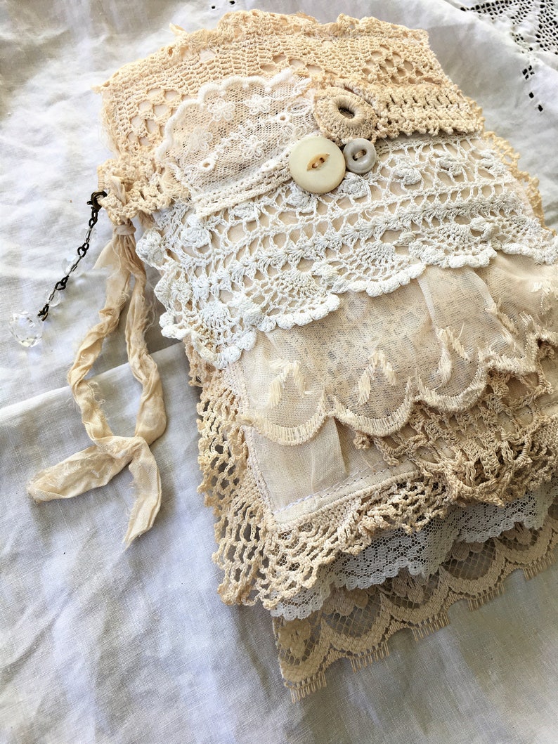 RESERVED Vintage Linen and Lace Journal Etsy
