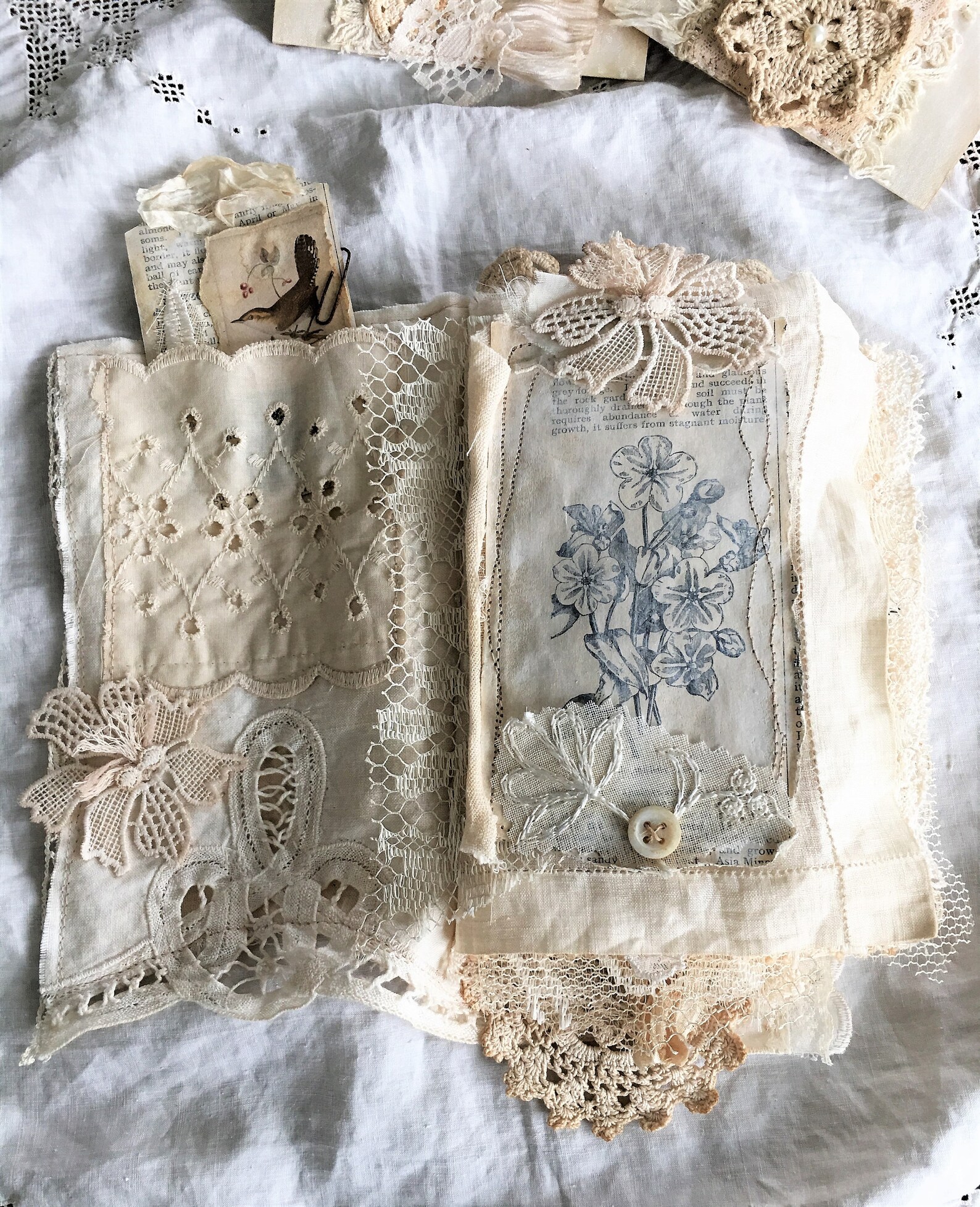 RESERVED Vintage Linen and Lace Journal Heirloom Journal Etsy