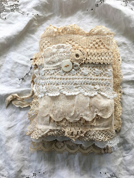 RESERVED Vintage Linen and Lace Journal Etsy