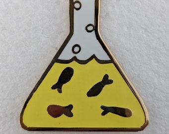 Fish Flask - a 1.5" Lab Cat Hard Enamel Pin