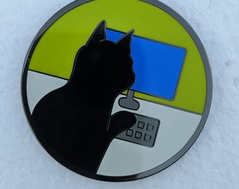 Computer Lab Cat - A 1.5" Lab Cat Hard Enamel Pin