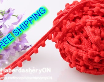 /Ø13mm Haberdashery 18m Black Pom Pom Fringe Trim 30mm Trims Braids and