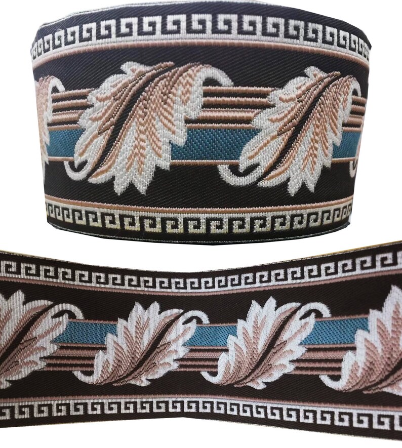 5 yards width 3.5 Woven Jacquard Ribbon Vintage Ornament Flower Pattern