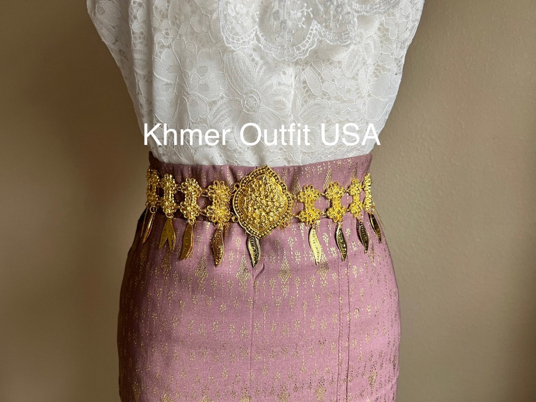 Gold Fashion Belt Khmer Thai Lao Cambodian Style Costume Belt