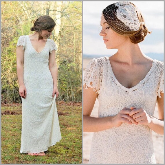 Cream lace dress casual sale
