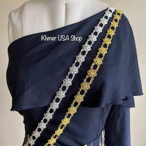 Fashion Gold OR Silver Cheng, Crossbody, Body Jewelry, Khmer, Thai, Lao, Cambodian Style, Costume accessories, Southeast Asian