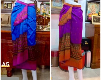 Free size skirt (26"-39" waist), Premium Skirt, Thai, Lao, Traditional, Sompot, Cambodian, Khmer New Year, Apsara Skirt, Khmer Outfit USA