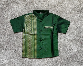 Boy M, 26" Shirt Chest Lay Flat, Children Shirt, Khmer Thai Lao Traditional Shirt, Cambodian, Asian Attires, Khmer USA Shop