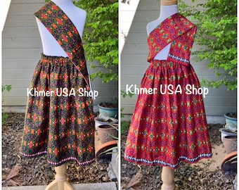 5T-8T, girl elastic sarong, Cambodian style sarong, Khmer everyday skirt, Khmer clothing, School Cultural Day, Khmer New Year, Songkran