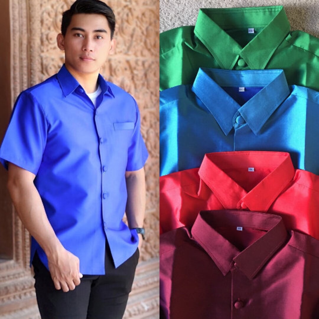 Khmer Size XL 48 Chest Mens Khmer Shirt Thai Lao Etsy