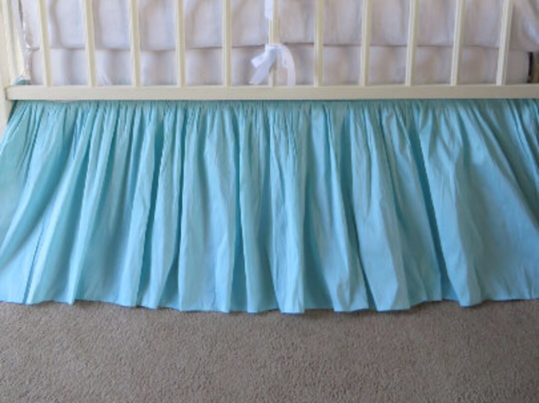 3 Sides Crib Skirt Aqua Crib Bedding Tiffany Faux Silk Etsy