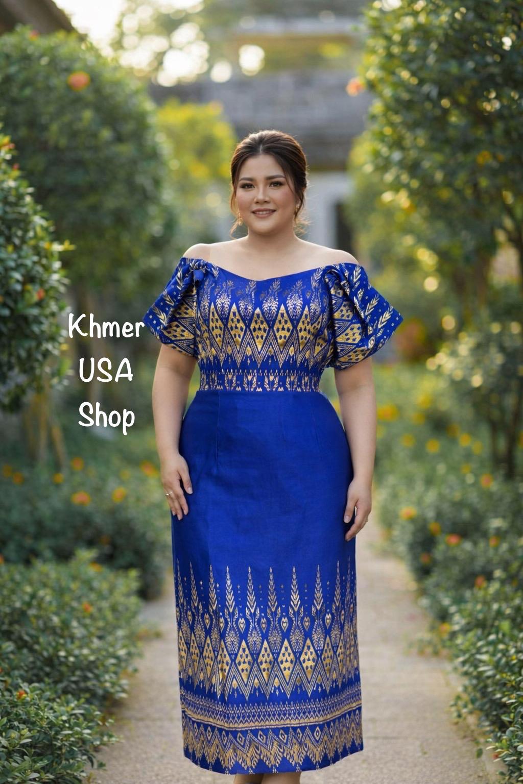 chinese dress ladies One Piece Hmong Girl Dress-Blue – Hmong Custom Clothes