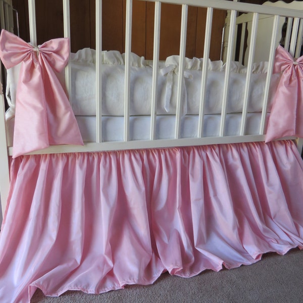 Blush Dust Ruffle, Blush Pink Crib Skirt & Blush Crib Bows, Blush Crib Skirt, Princess Nursery Style, Sewwhatgrandma