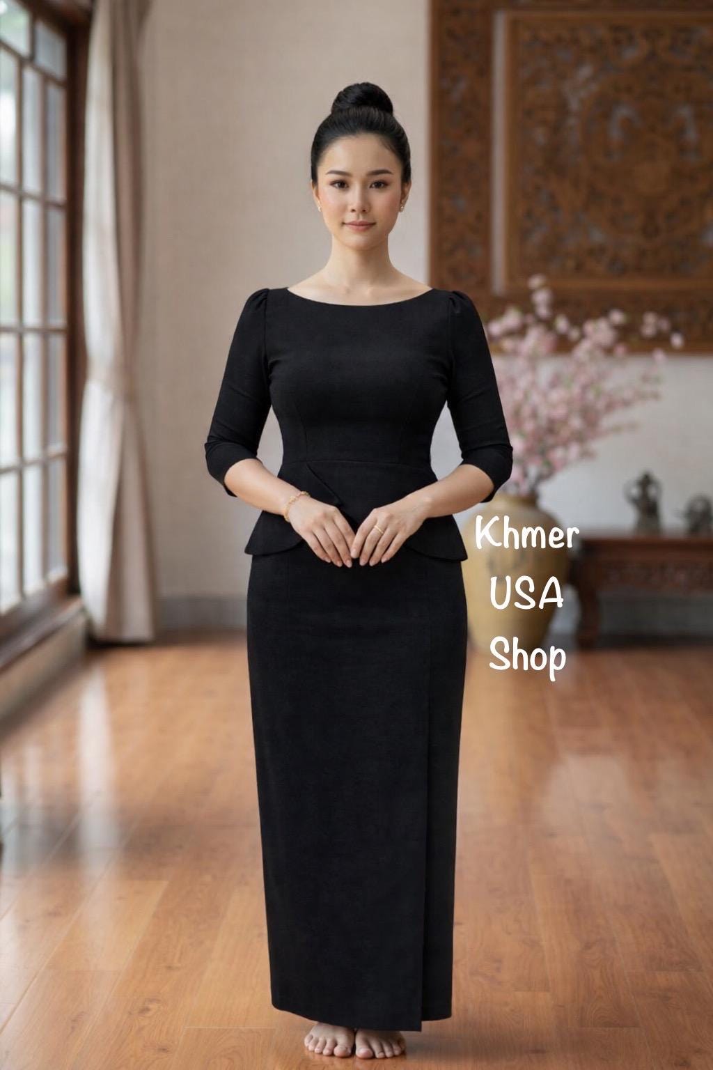 green emerald velvet dress Eva USA 3470 Black Funeral Dress for Women and Ladies Plus Size Outfit main image 0