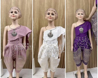 3T-5T or 6T-8T, Girl Stretchy Outfit, Thai Girl Kben Outfit, Cambodian, Songkran, Khmer Outfit, Khmer USA Shop