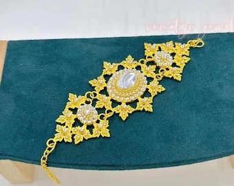 1 pcs arm cuff, bicep cuff, arm snub, Gold costume jewelry, Khmer Traditional, Thai, Lao, Cambodian Style accessories