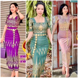 XS-XL, Stretchy Outfits, Cambodian Style, Thailand Traditional Costume, Khmer Style, Lao, Hmong, Graduation, Khmer USA Shop