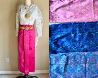 Free Size XS-XL Skirt W/ Adjustable Claps, Thai Outfit, Jakkapatra, Jeep Nah Namg, Chorabab Skirt, Asian Traditional Attires, Khmer USA Shop