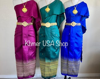 Khmer Size S-M, Apsara Traditional Skirt & Top, Cambodian Thai Lao Skirt, Asian Fashions, Khmer Attires, Khmer USA Shop