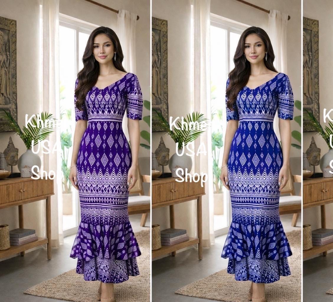 Size L, Stretchy Mermaid Skirt & Top, Khmer Thai Outfit, Traditional ...