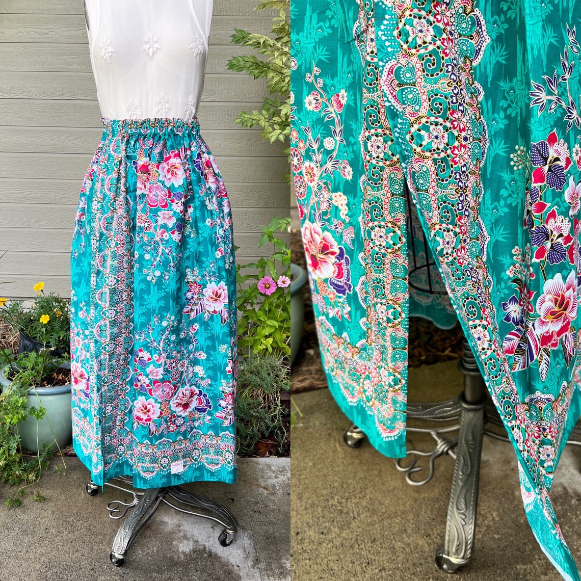 S-XL 4-10 Slit Sarong Modern Khmer Skirt Cotton Floral - Etsy