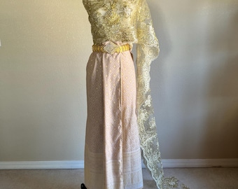 3 Yards Skirt Fabric, 3 Yards Lace Sabai, 2.5 Yards Satin Sabai, Khmer Cambodian Thai, Lao Bridal Traditional Chorabab, Kben, Khmer USA Shop