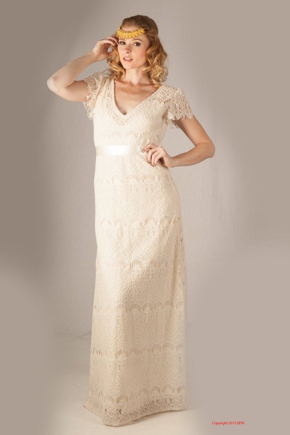 Cream lace shop dress casual
