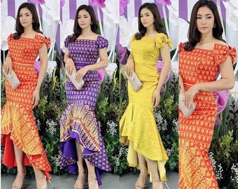 1 size can alter to fit XS-L, Khmer Outfit USA, Cambodian Formal Dress, Cambodian Traditional Costume, Khmer Wedding Party,