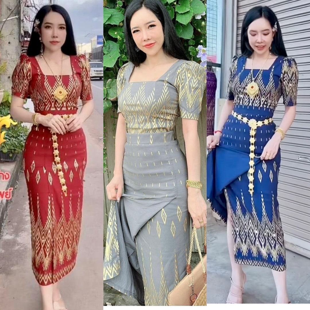 L XL 8-10 Stretchy Thai Outfits, Cambodian, Thailand Traditional ...