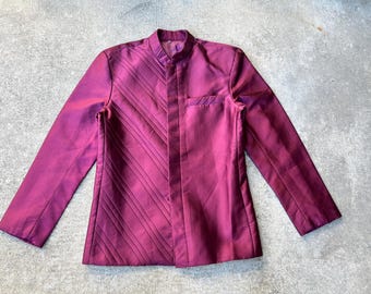 Gebrauchtes asiatisches Herrenhemd S, Flach 38 Zoll, Kastanienbraun, Khmer Kulturelles Hemd, Khmer Männer, Thai Lao, Kambodschaner, Asiatische Kleidung, Khmer USA Shop