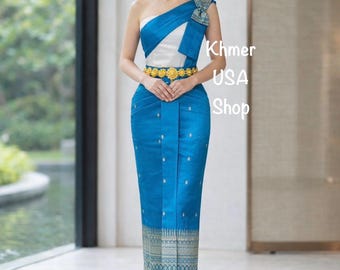 Size S, Can Be Tailored to M-L(6-8) Traditional Apsara Chorabab Skirt, Cambodian Thai Lao Fashions, Cultural Attires, Khmer USA Shop