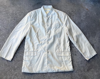 Vintage Asian Men's Shirt L, Chest 43", Cream Ivory Cultural Shirt, Khmer Shirt, Thai Lao, Cambodian, Asian Attires, Khmer USA Shop