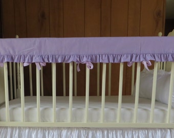 Set of 2 Side Rail Guards Teething Protector Baby Unisex Crib Cover Wrap for Lavender and Gray Elizabeth Collection 