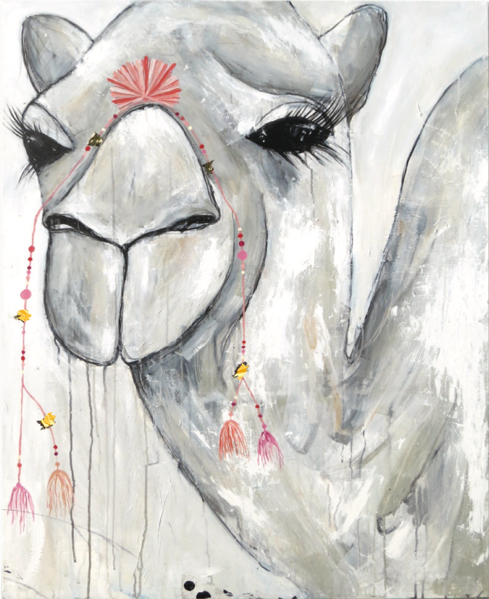 Camel India Original Acrylic / Oil Pastel / Charcoal and Etsy