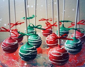 Red and Green Holiday Cake Pops