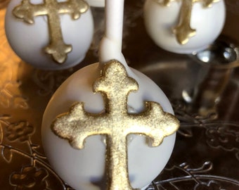 Baptism "Gold Cross" Cake pop