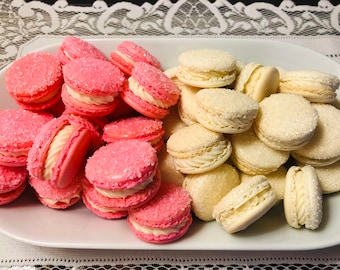 Pink and White French Macarons