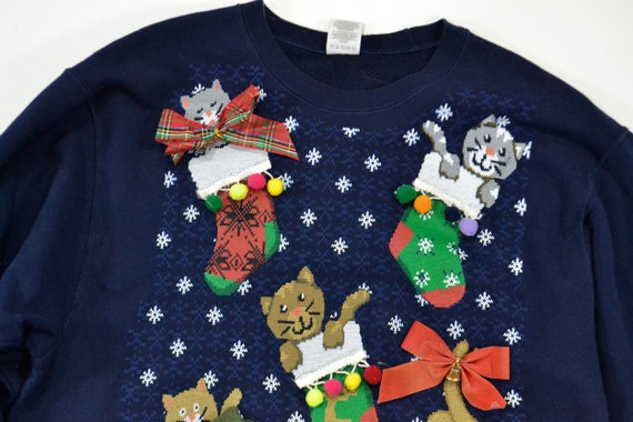 Cat Sweater Ugly Christmas Sweater Tacky Holiday … - image 7