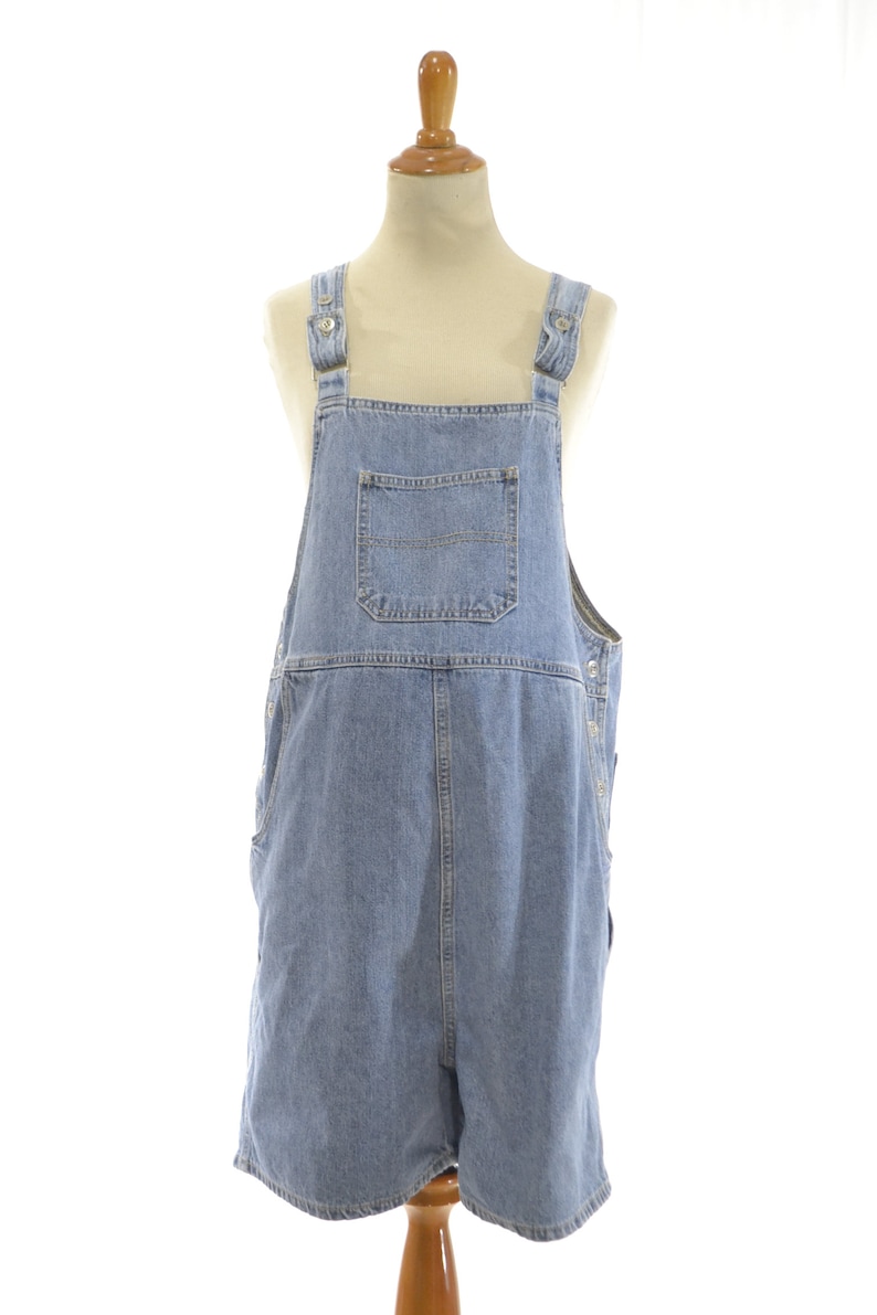 MATERNITY Size Medium vintage overalls shortall 1990s 90s clothing denim jean shorts