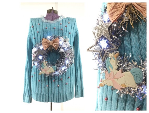 Unicorn sweater Ugly Christmas sweater womens larg