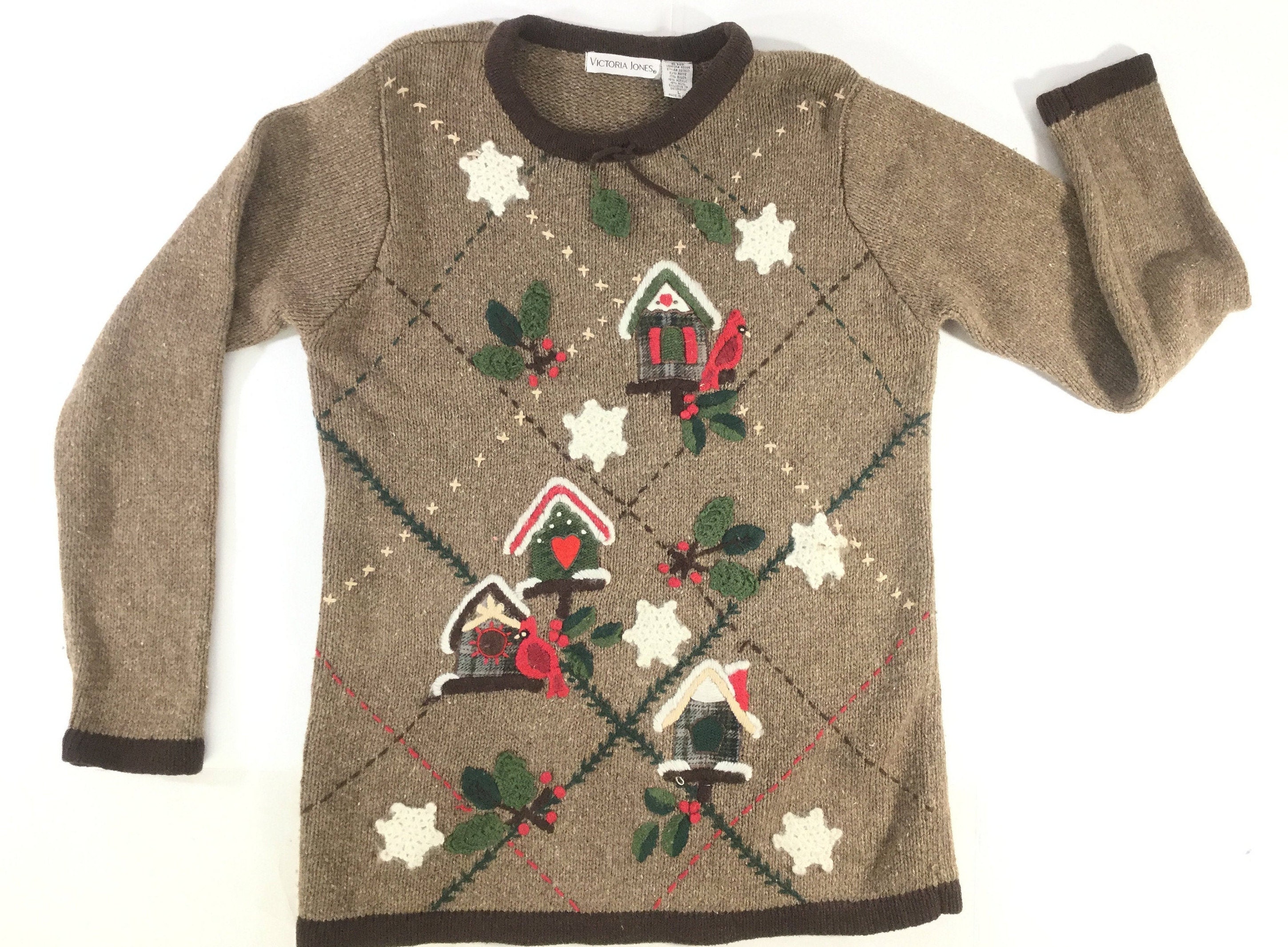 MissouriCrossing Large Tunic Vintage Ugly Christmas Sweater Holiday Sweaters Jumper Tacky