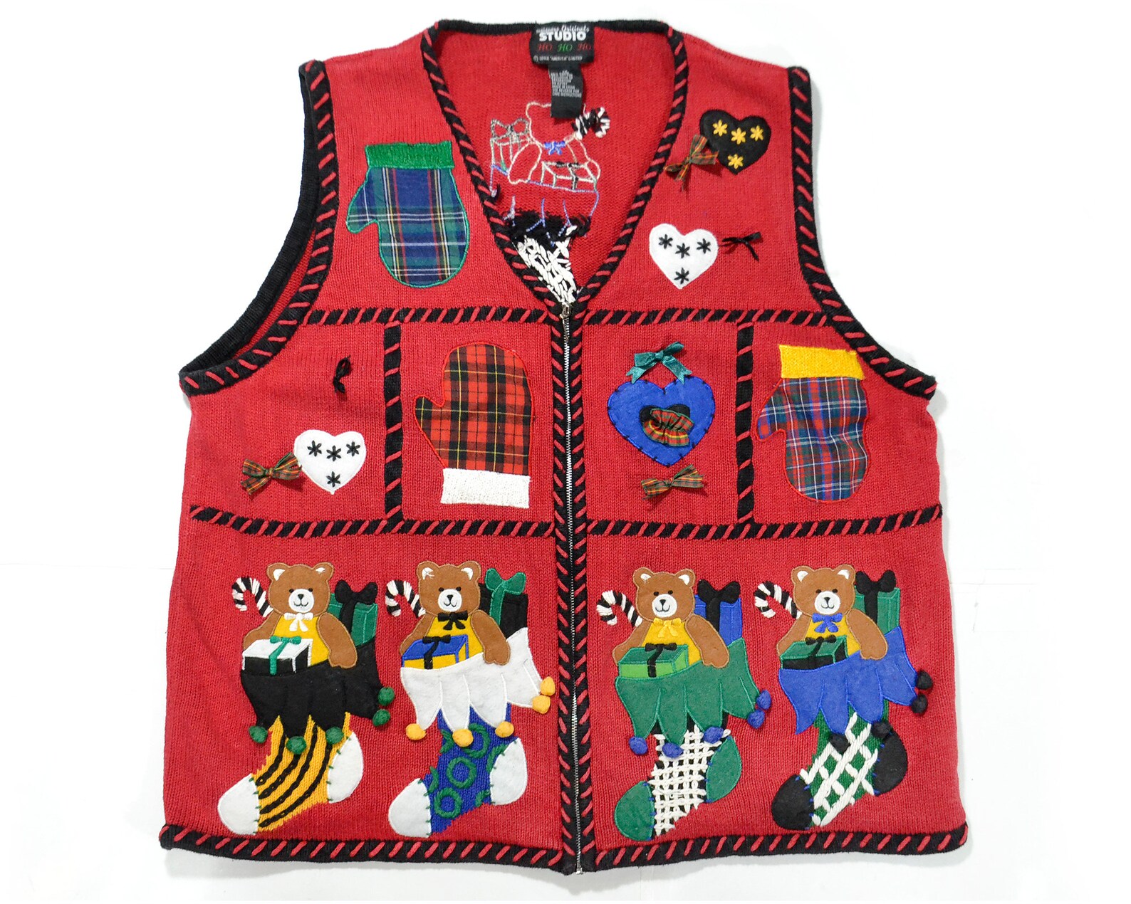 Plus Size Christmas Sweater Vest Teddy Bear Festive Holiday Etsy