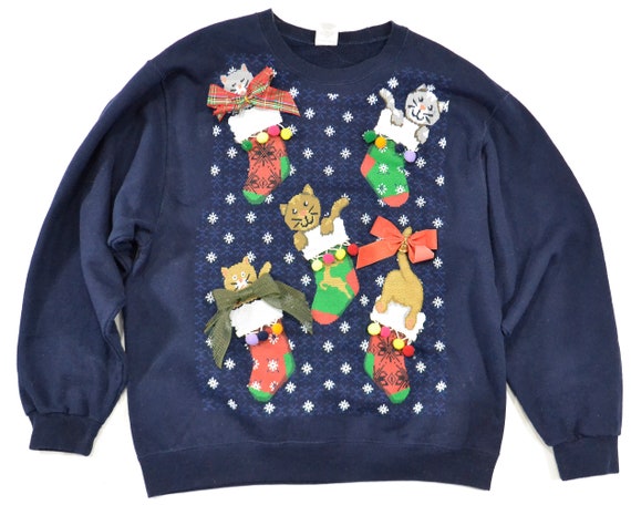 Cat Sweater Ugly Christmas Sweater Tacky Holiday … - image 1