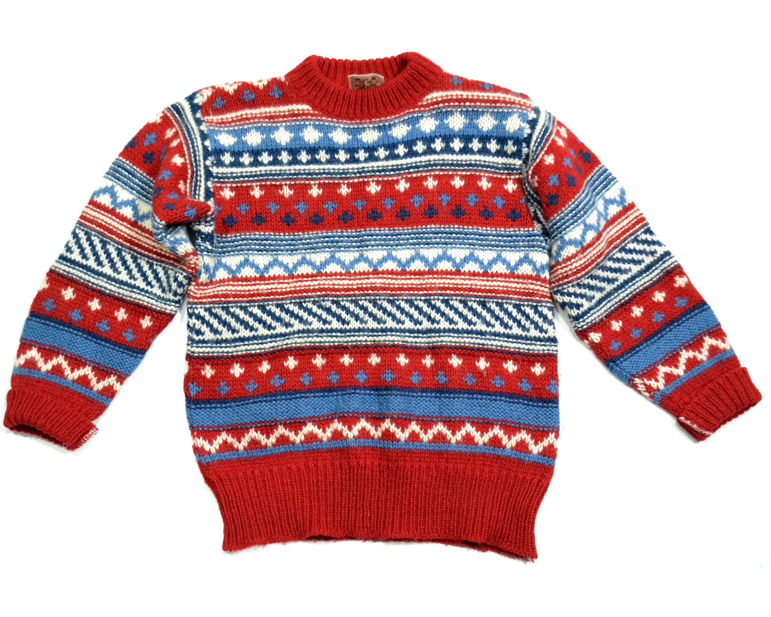 Runox Sweater - Etsy 【はこぽす対応商品】 Nordic RUNOX 80s pattern knit求心 pullover ニット/セーター