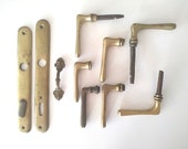 Antique Brass Door Handles - Door Backplates - Brass Drawer Handle - Pull Grab Handle - Rustic Decor
